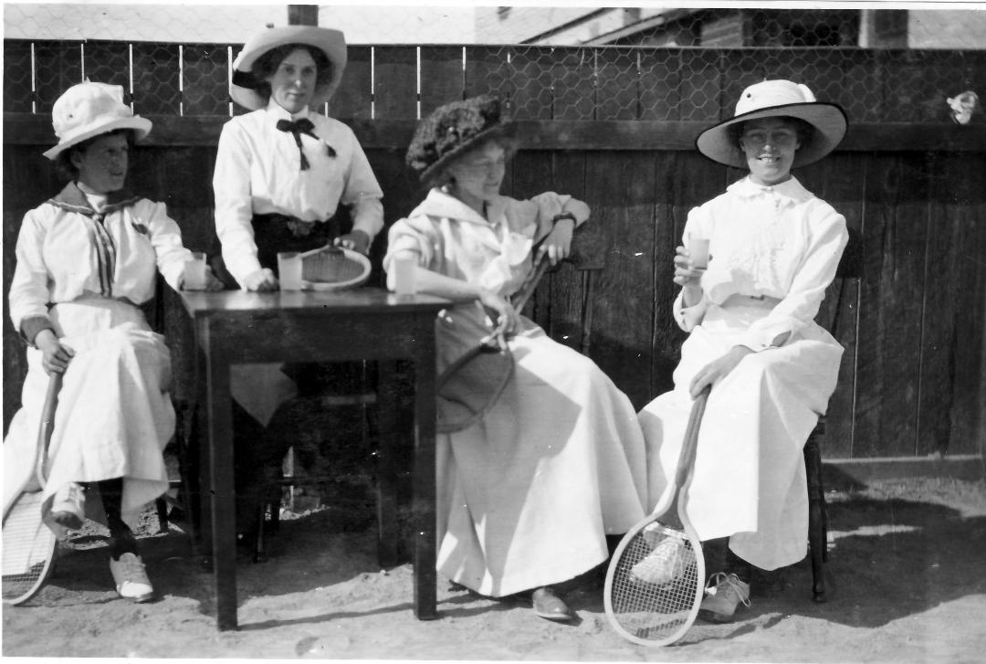 This is what women wore to play tennis back in 1913. I can't imagine playing pickleball in an outfit like that. My maternal grandmother is second from the left.