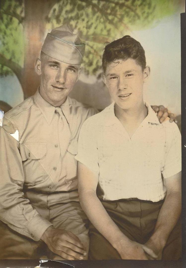 This is my dad home in 1947 with his brother, Jack, before my dad headed over to Germany, Jack later joined the Marines. Happy Memorial Day, a big thanks to them and all veterans and your families for your service and sacr