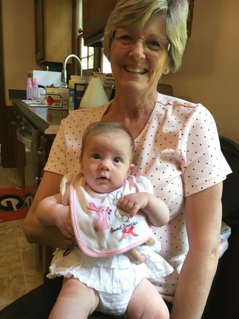 Angela with the newest beautiful little great niece Mary Kathryn!