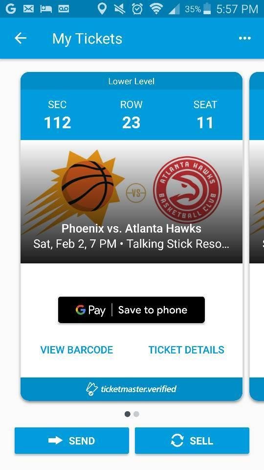 Suns tickets for sat game two tickets good seats for 100