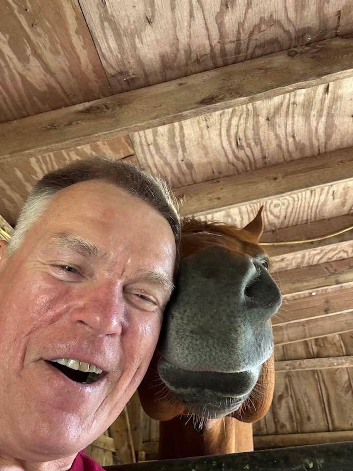 My new friend “Tucker” at Becky’s horse is a very gentle Award Winning and Registered Show Horse!