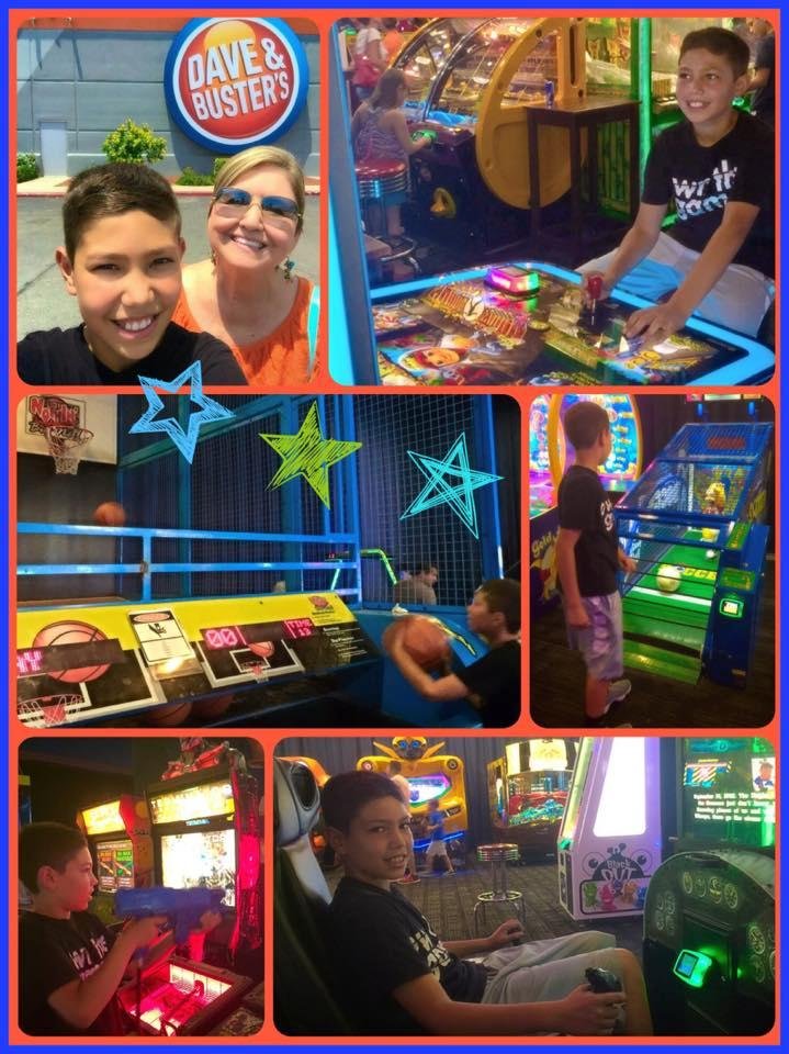 Fun game date with my handsome 13-year old grandson, who won over 2,000 tickets. We took a dinner break--during which he educated me on his favorite NBA players and shared some highlights of Michael Jordan's life--then it w