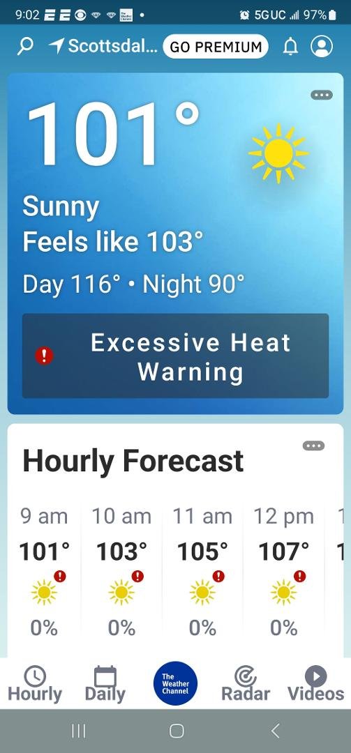 Going to be a hot day. Temperature 🌡 at 9am