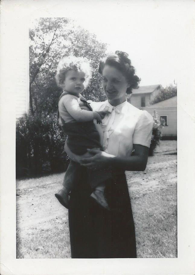 My Mother and me.....in our backyard, probably 1945.