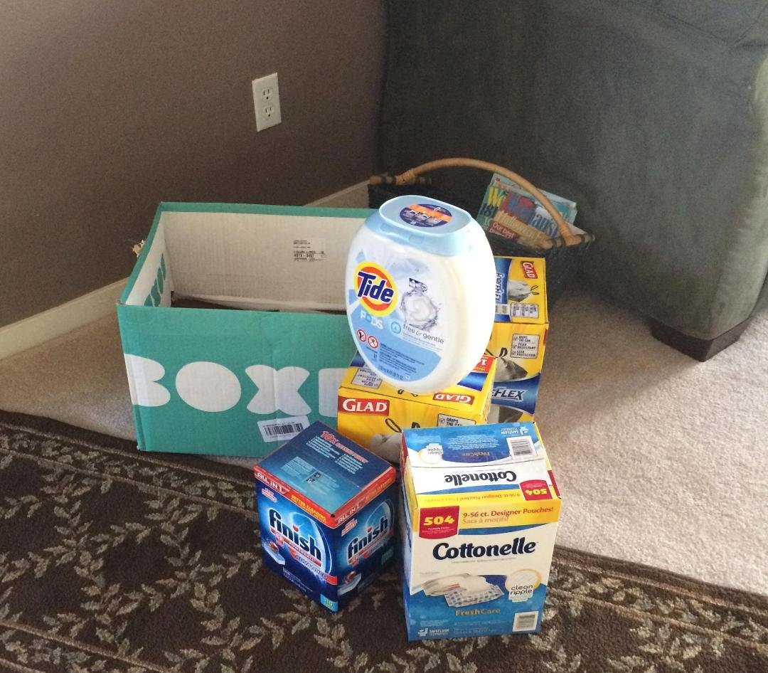 I am so excited. You must check out this new way of shopping. It is called Boxed and you go on line, place your order and if you spend more than $50:00 your shipping is free. This is just part of my order. Check it out. I t