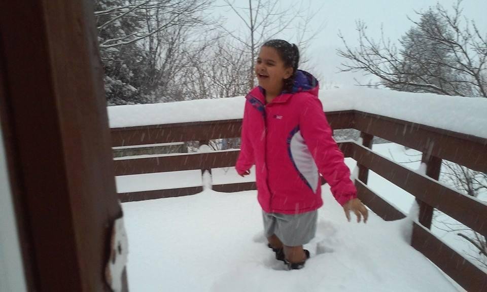My poor baby , its up to her knees on my deck and deeper in the yard