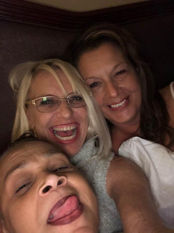 Won some money!!! Had to get a a room. Got my girls with me. Jeri’s nestled between my thighs!!! 😂😂
