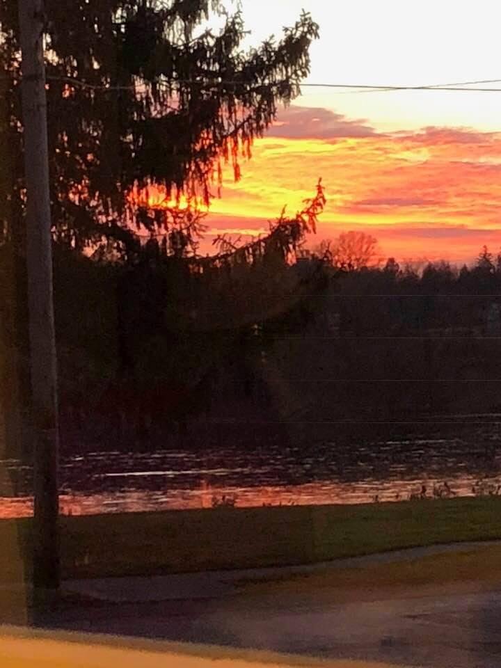 Sitting knitting and looked up to see a Beautiful sunset across the Susquehanna river from Danville, Pa. looking towards Riverside, Pa.