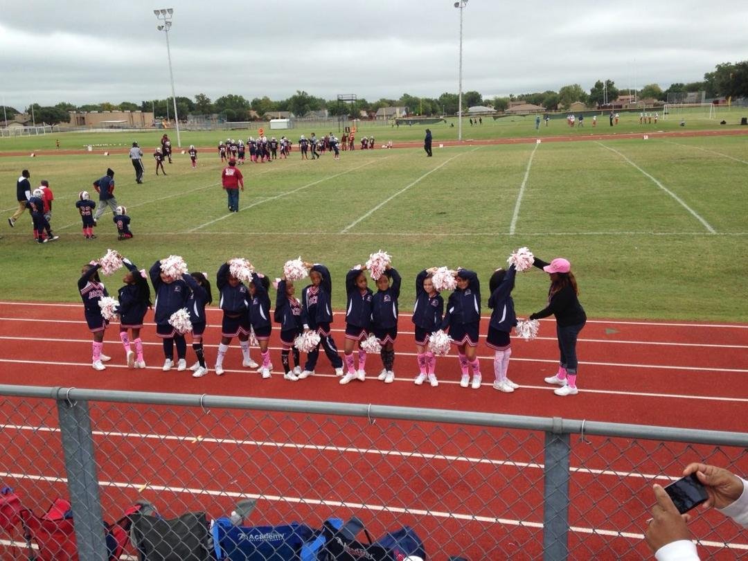 Here we are again at Kiki's game. This week we are freezing!  You never know in Texas. Go Jacks!