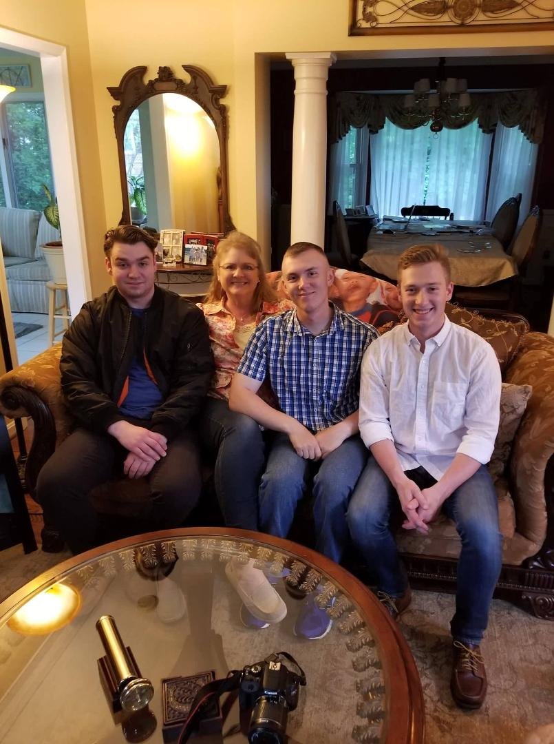 Well....I had 3 of my 4 home for Mother's day....and I only had to cook ONE meal!! LOL  Jacob, Nathan and Christian....Emily was deep into finals at VA TECH! It was a GREAT day!