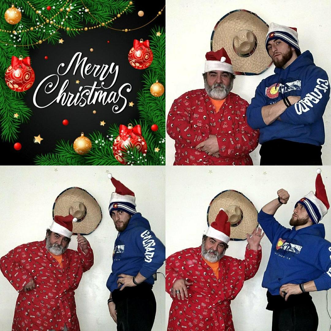 The thug elf and I doing it for Keaton's first Xmas
