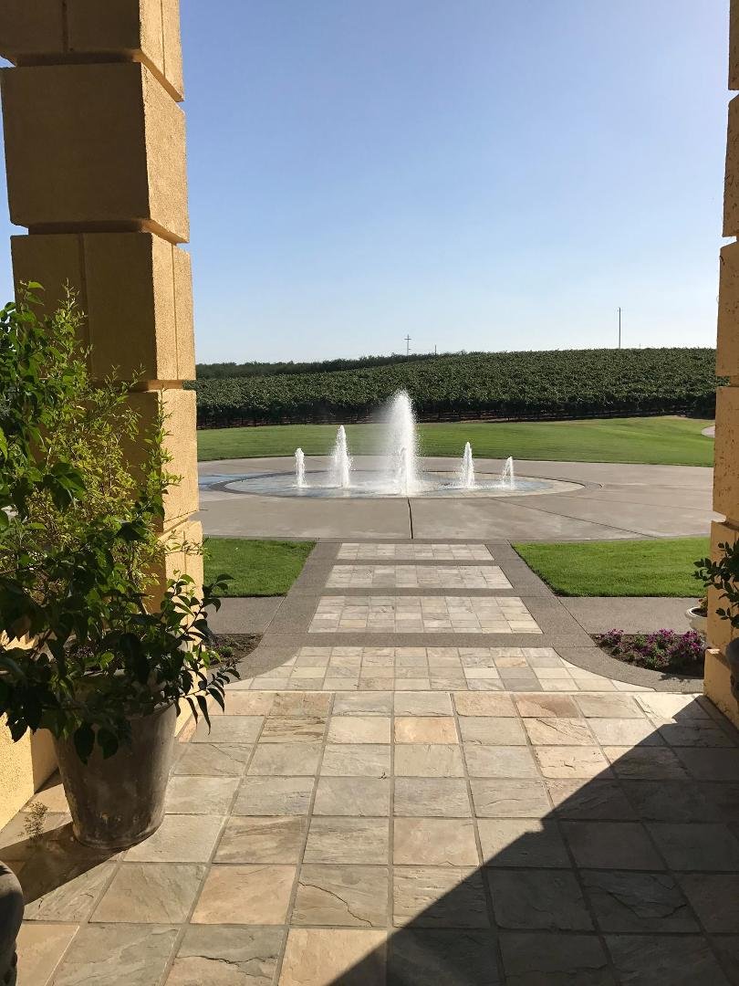 Looking out the front door of Chateau Meroux