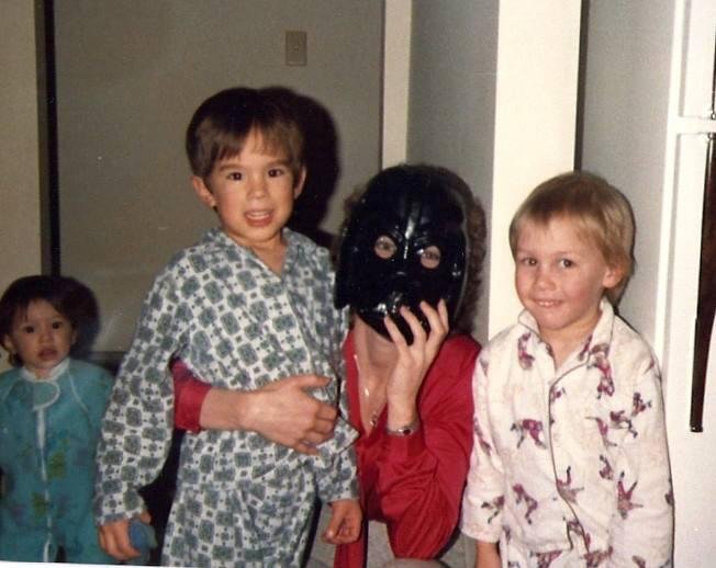 Mackenzie, Christopher & Michael with Cathie Crawford February 1981