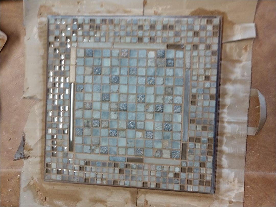 Little different project, tiling a table top for Bridget Linn fairy garden table