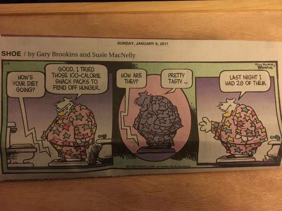 Comic Jan 6 2017. # of Ads for weight loss on TV, emails, Social media are horrendous, now in the comics. Had enough?