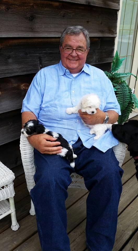 It's Mother's day but we found a joyful gift for Father's day. The white baby boy is a Maltese and the black and white girl is a Morkie. We are expecting them to come to our home in two or three weeks. Who looks happi