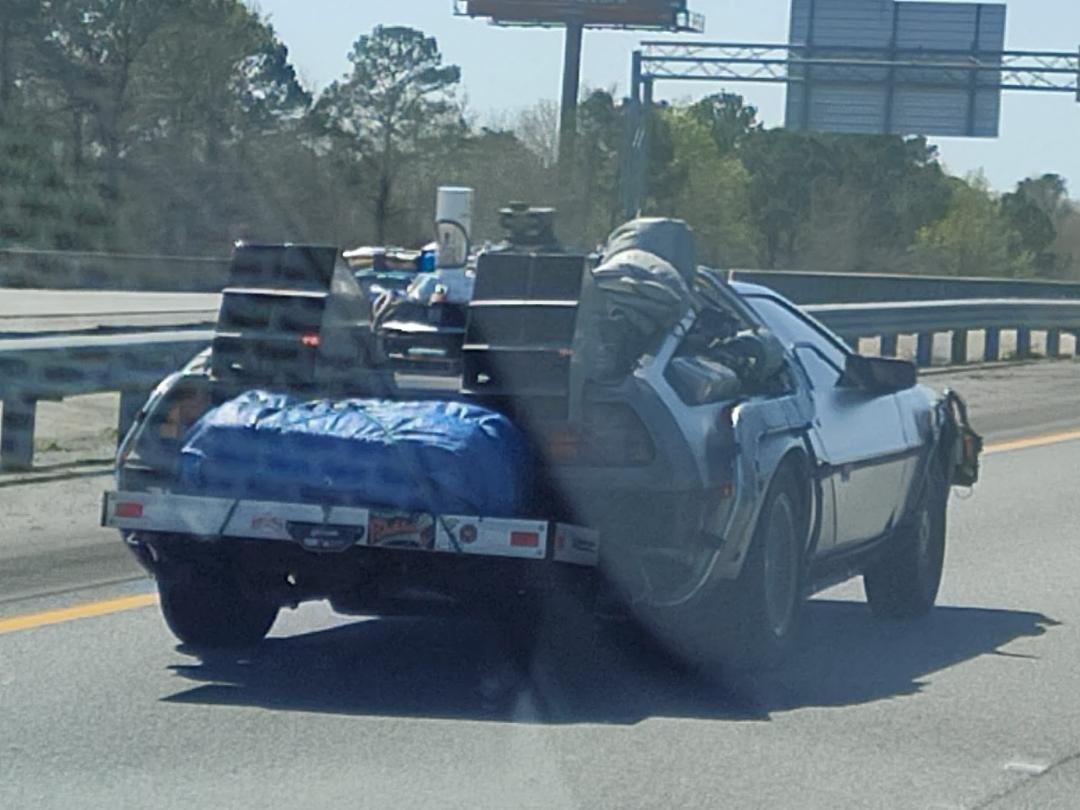Traffic was too congested to get to 88mph.
