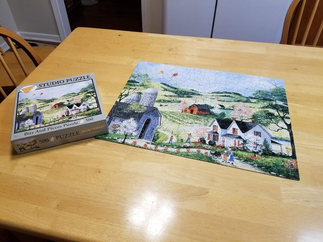 I felt well enough after my treatments to do a small 300 piece puzzle with Joan.