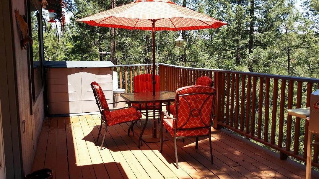 This is where I enjoy my morning coffee,watch all the birds,turkeys too. I love our 2 acres right in the middle of the Prescott National Forest.