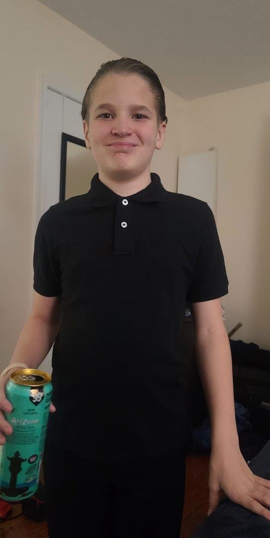 My birthday boy ready for his first band concert. I'll do a live. It's at 6 at Skyline Middle School.