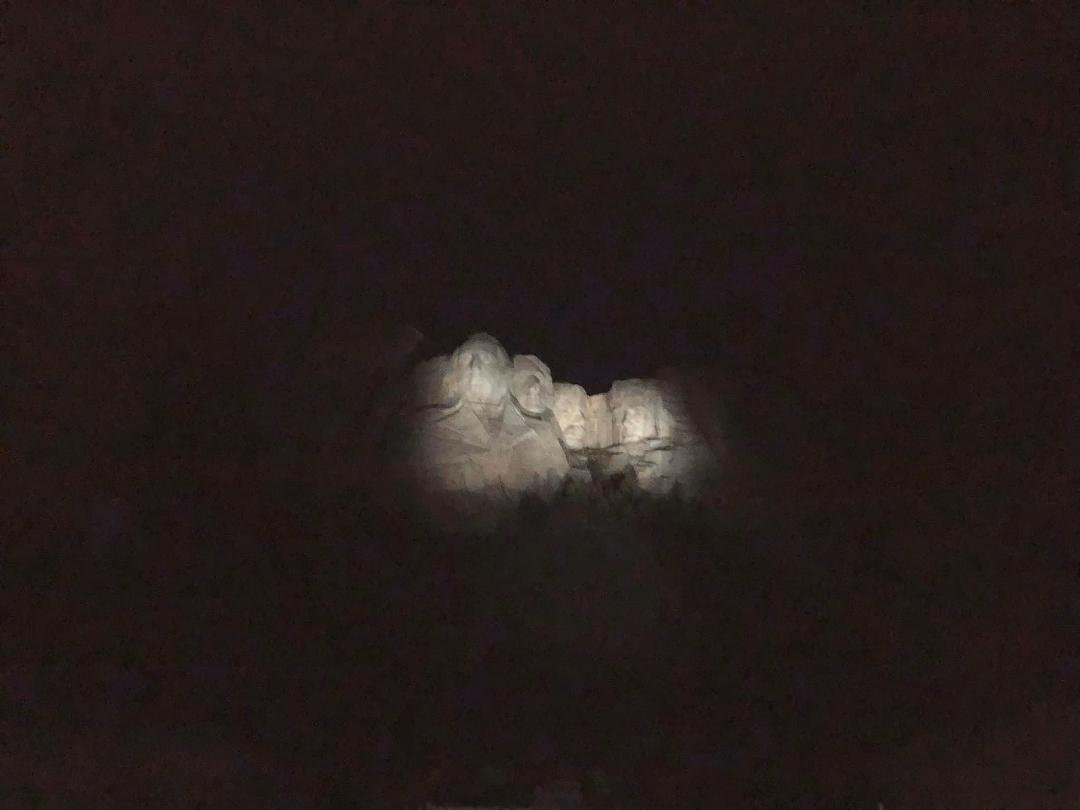 Mt. Rushmore at night.
