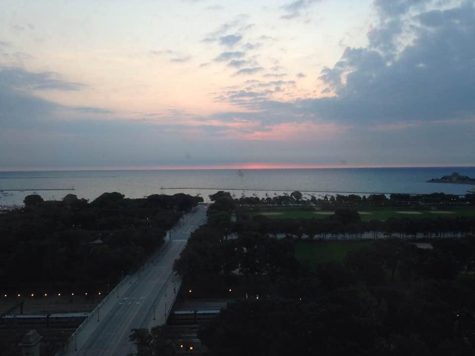 Sunrise over Lake Michigan in Chicago