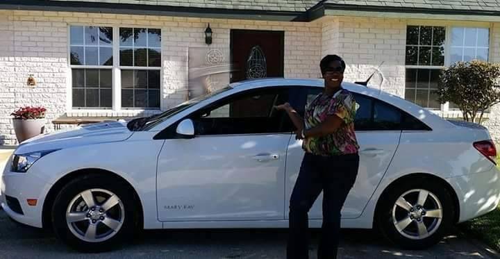 Way to go little Sis...Mary Kay rep 6 months and you have the first car. Pink caddy coming up!