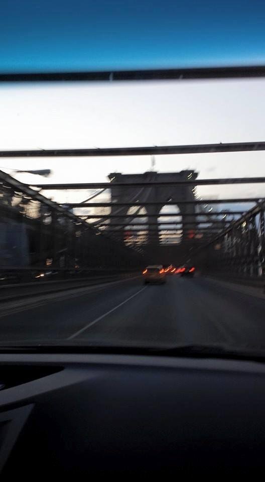 On the Brooklyn Bridge heading home.