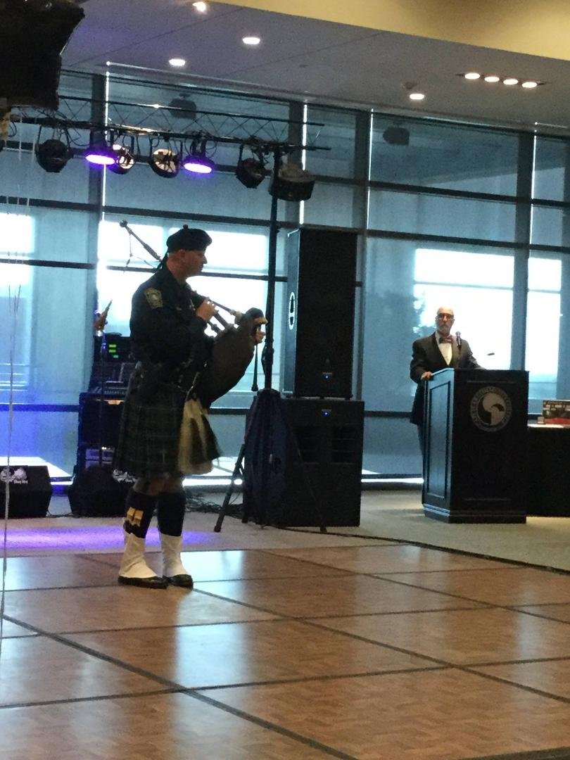 Warren Kennedy with an officer from the WPD playing the bagpipe! This reminded me so much of law school when we'd go to a bar in Newark, McGovern's, on Friday nights after class and the pipers would play! Diane, these are g