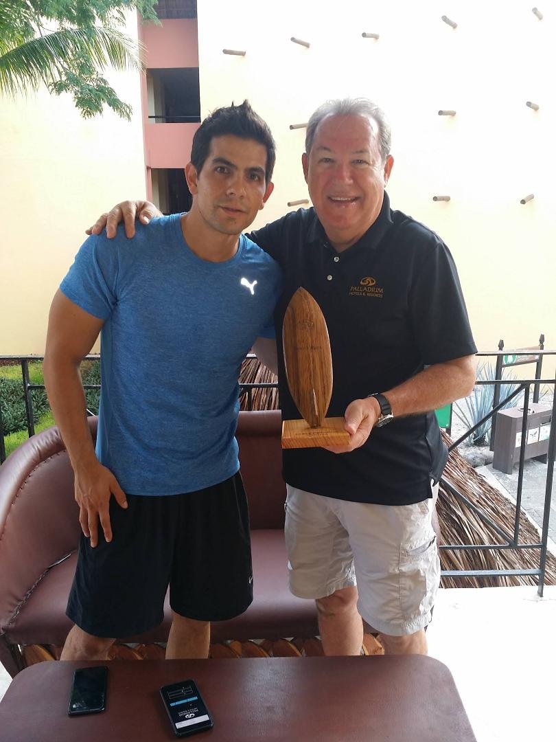 Tom Abbott & Enrique Velazquez honored by the employees of the Grand Palladium Vallarta Resort & Spa for their work in the development of the Surf & SUP program at the property.