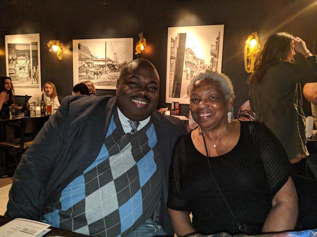 With my son Nene on my 75th Birthday.