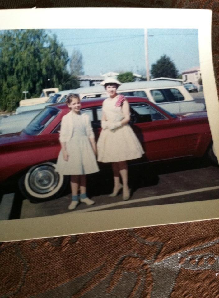 TBT...I made the yellow flower print dress and hat in Sewing Class in 1961 and wore it for Graduation in Castro Valley, CA ! My cousin Barbara is the young girl!