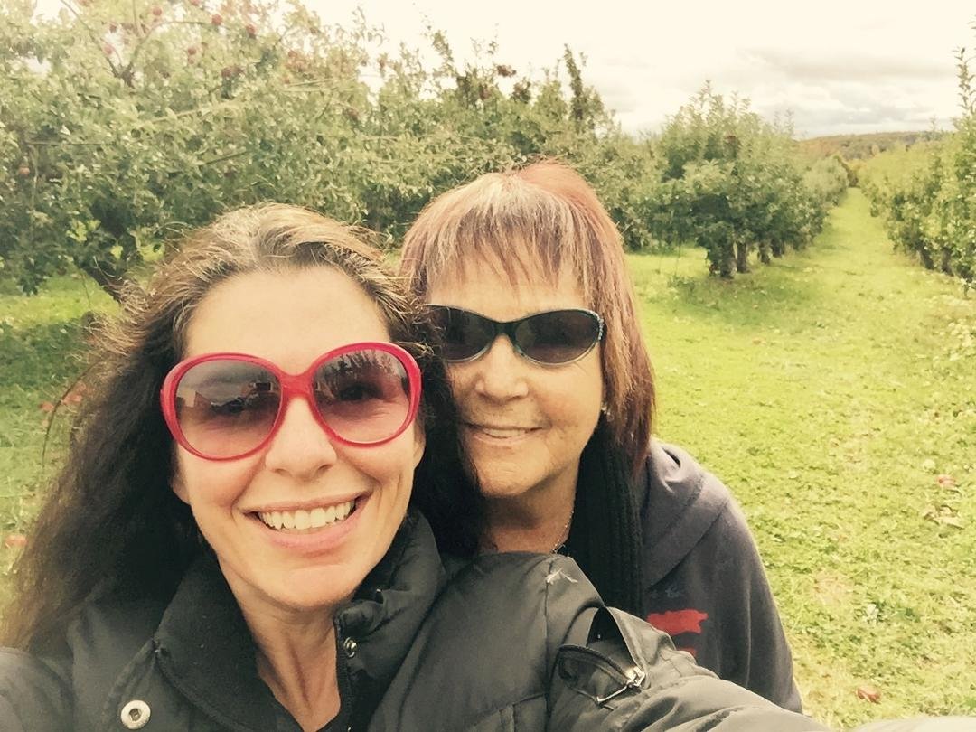 Apple picking in Victor, NY. It's cold and windy but I am enjoying every minute!