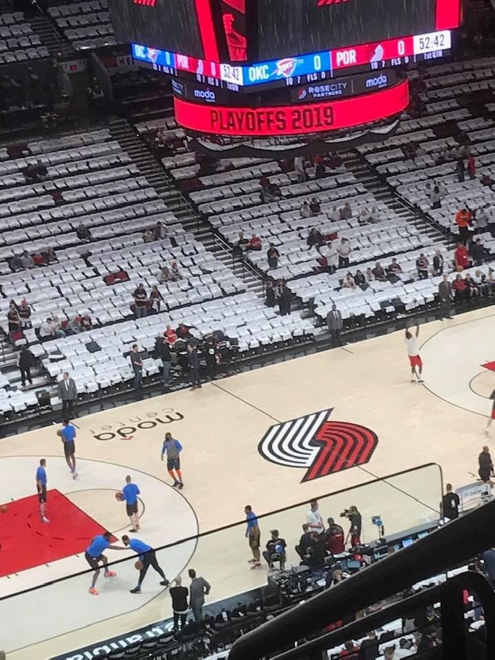 Waiting for start of Game 5 - Blazers vs Thunder.