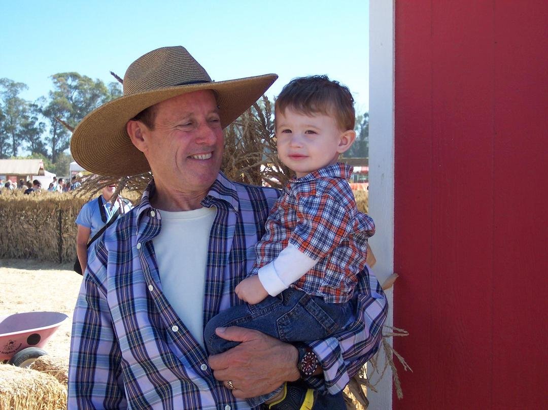 Great day with grandson Cole and family at the pumpkin patch.