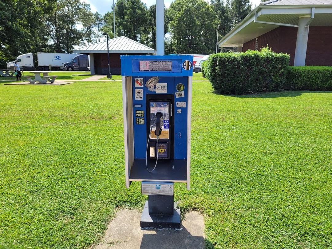 Leaving Tennessee and at the, rest stop a working payphone.
