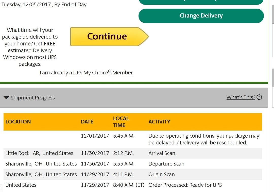 Don't ever complain about how bad USPS is. Look at when this arrived in little rock, when it was scheduled for delivery and when they decided they could not deliver it on time. Only about 90 miles.