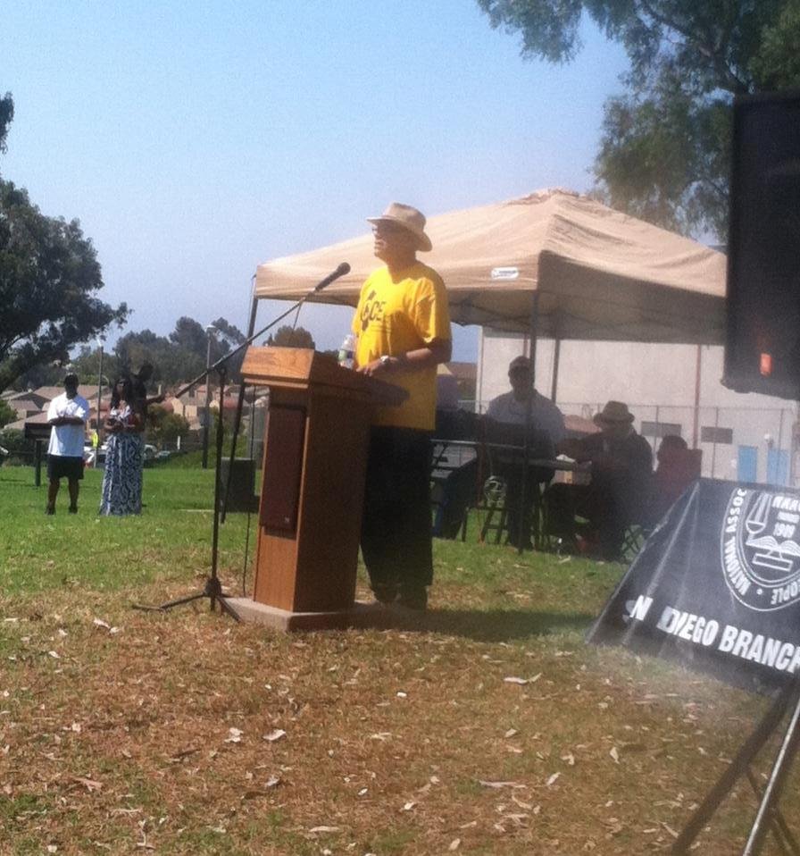 Greg Akili organizer for the Rally Commemorating the 50th March On Washington in San Diego.