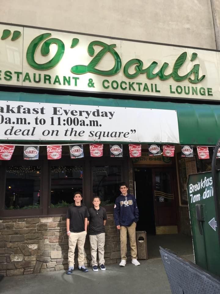 After a hard half day of shadowing at Sacred Heart, Famous Lefty O'Doul's was an easy choice for lunch. Especially for boys who love baseball.