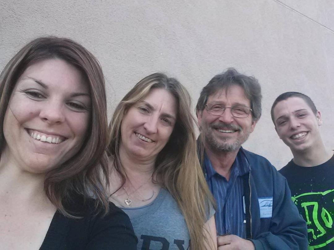my big brother Michael Treadway , daughter Heather Nate Stinchcomb and son Shane Sparks and Me .... good family time today