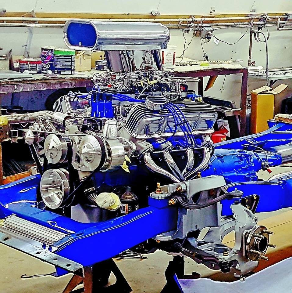 I would like to have my 454 chevy dressed up and mounted in a frame, along with a Crown-Vic front suspension, for my 1954 Chevy extended cab pick-up truck.