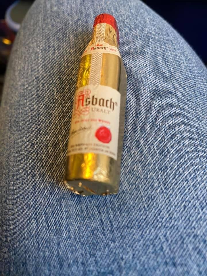 My treat while we wait for the plane to push off from the gate