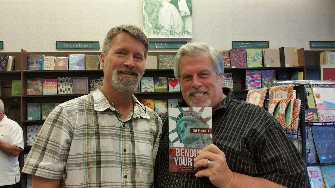 My publisher, John Koehler, and me at my book signing, today in Virginia Beach