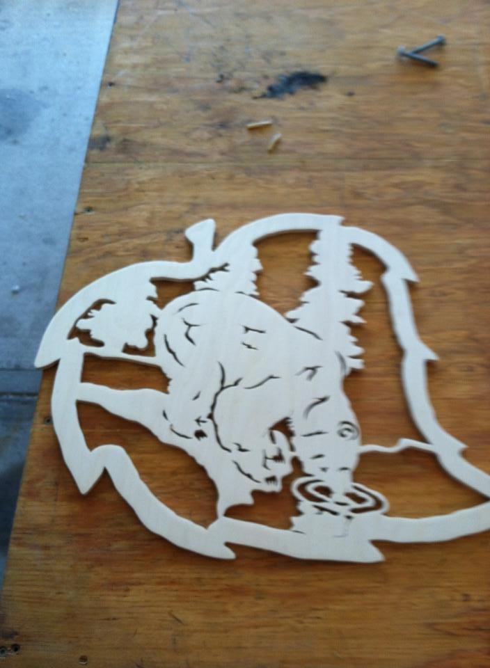 Well here is one of my projects with my new scroll saw. This is going to be fun as long as I don't cut a finger off.