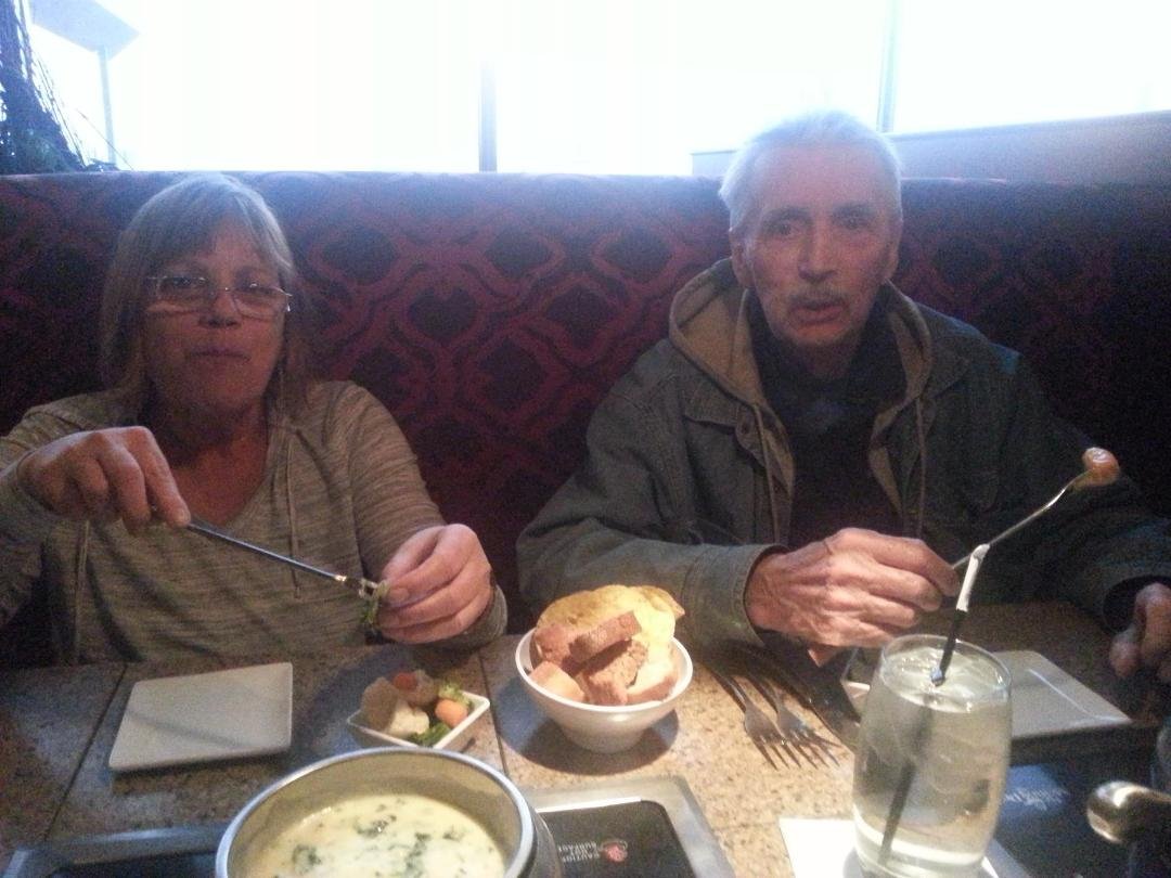 Anne & Charles eating fondue