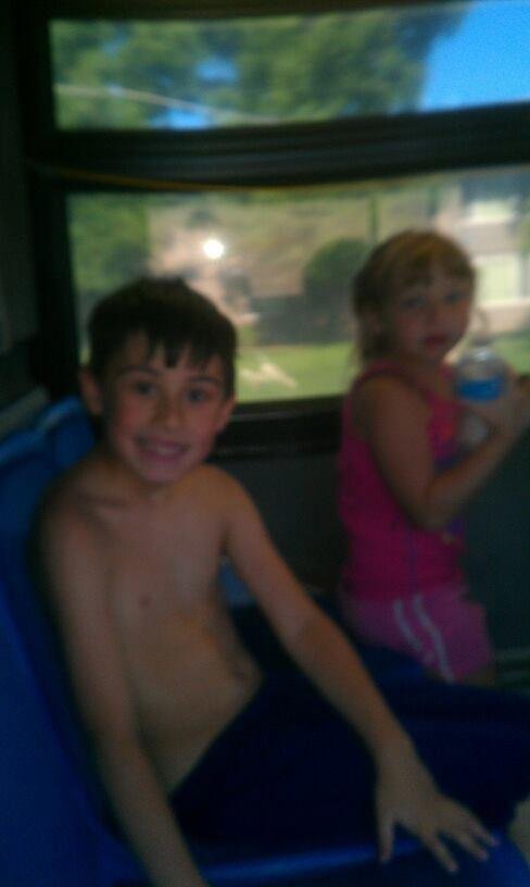 My baby and nephew on the city bus coming from my moms