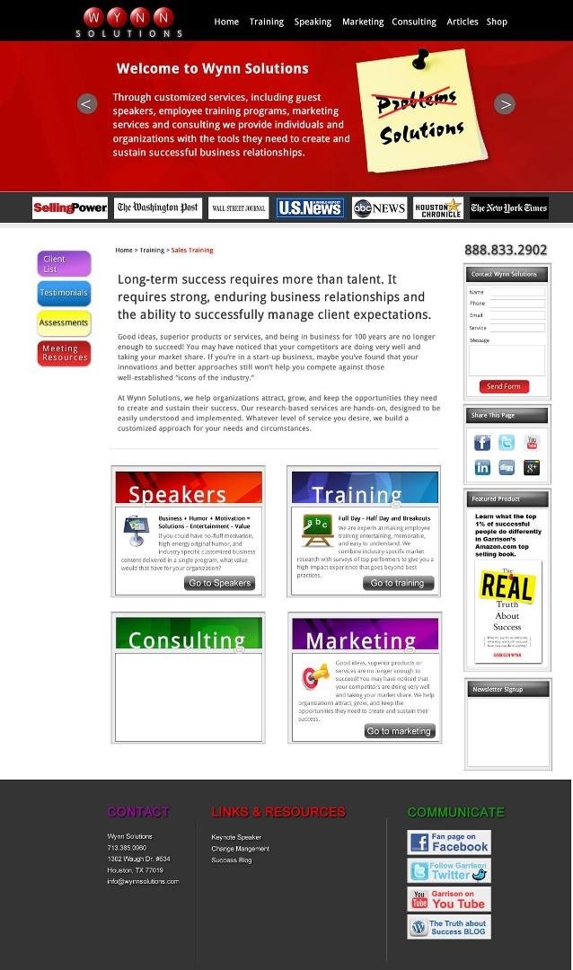 New home page for Wynn Solutions coming along with suggestions from Big G