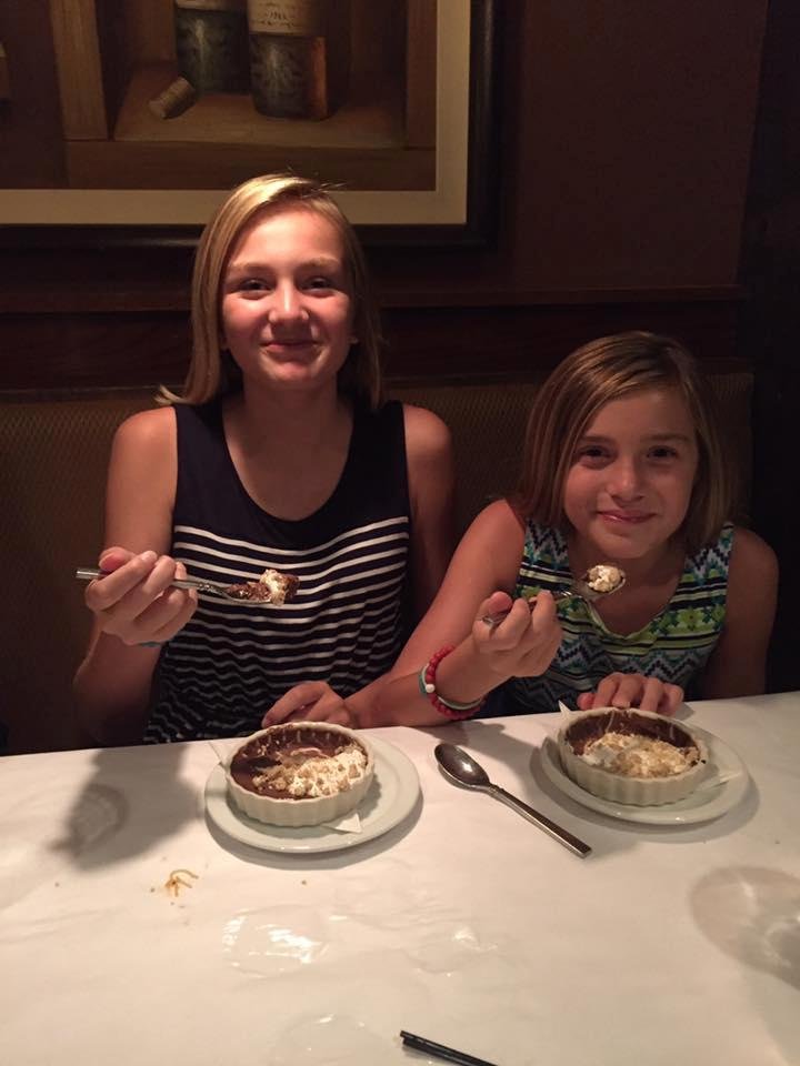 Having dinner with great friends Andrew and Marlene Barrett. The calamari and the Walleye were fantastic. Just as I had remembered from years gone by. The girls also enjoyed the S'mores dessert.