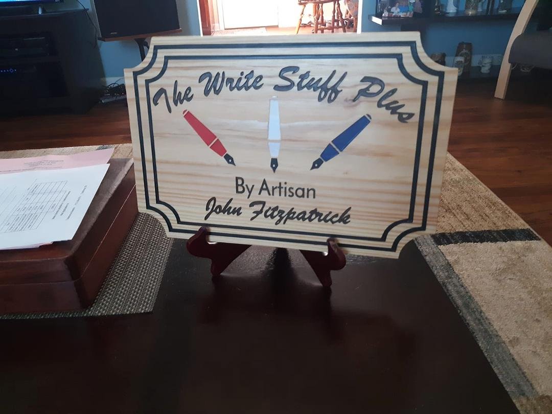 My birthday gift from my beautiful patient brilliant wife. It will go on our table at the craft shows. Very thoughtful. Also got a text singing happy birthday from my wonderful granddaughter who we miss and love very much.