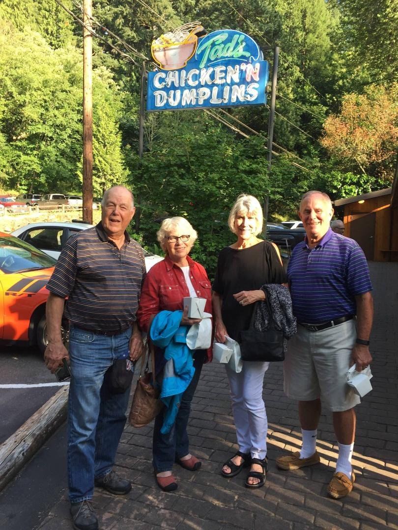 With our good friends, Larry & Jeanine Ginder at Tad's Chicken & Dumplings for dinner